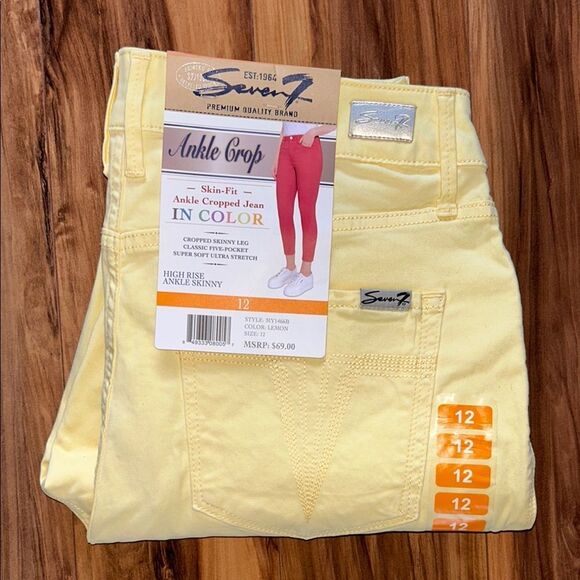NEW Seven7 Limited Edition Lemon Yellow Ankle Cropped Jeans - Picture 7 of 7